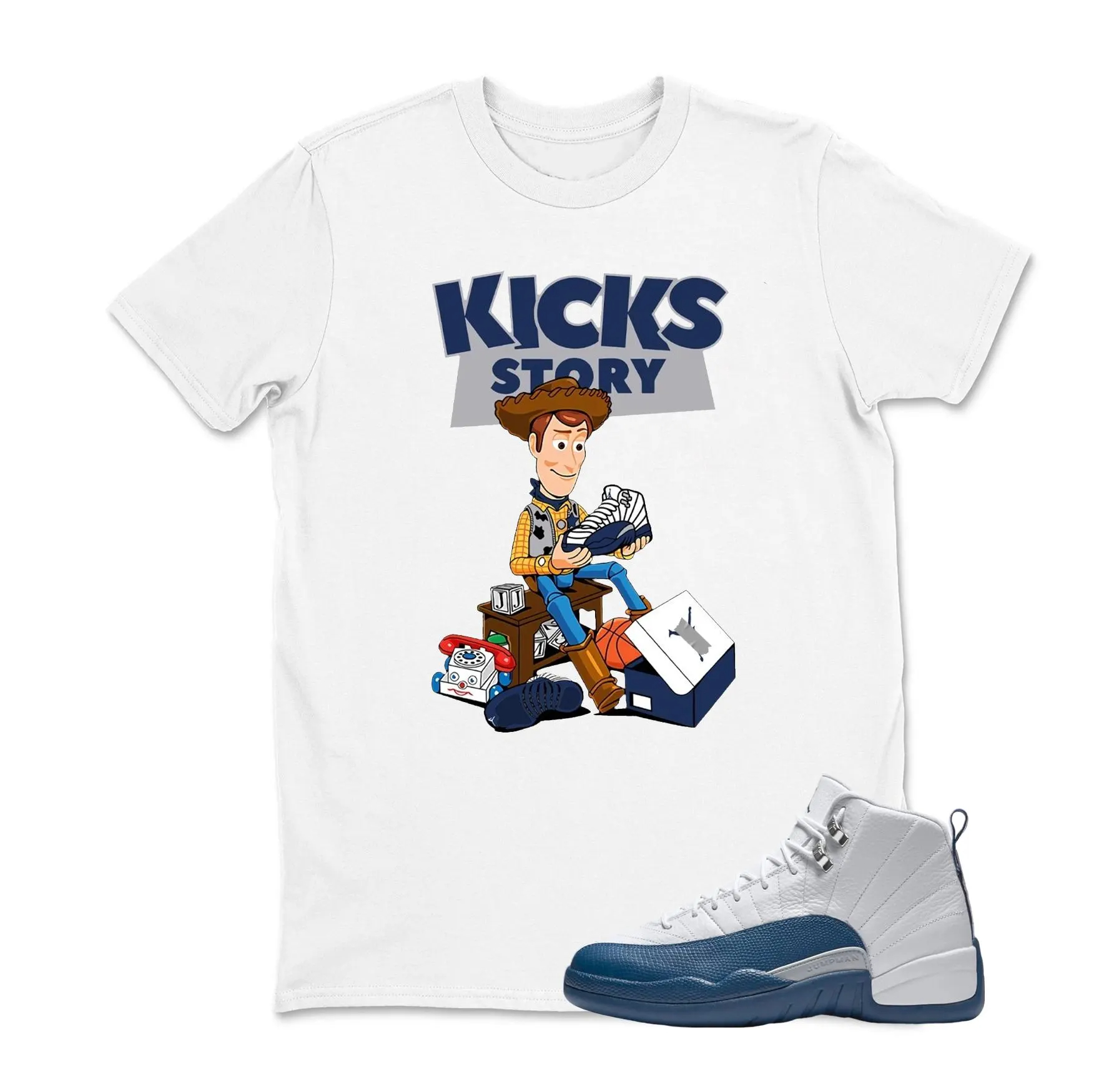 KICKS STORY Sneaker T Shirt Matching Jordan Retro 12 French Blue Sneaker