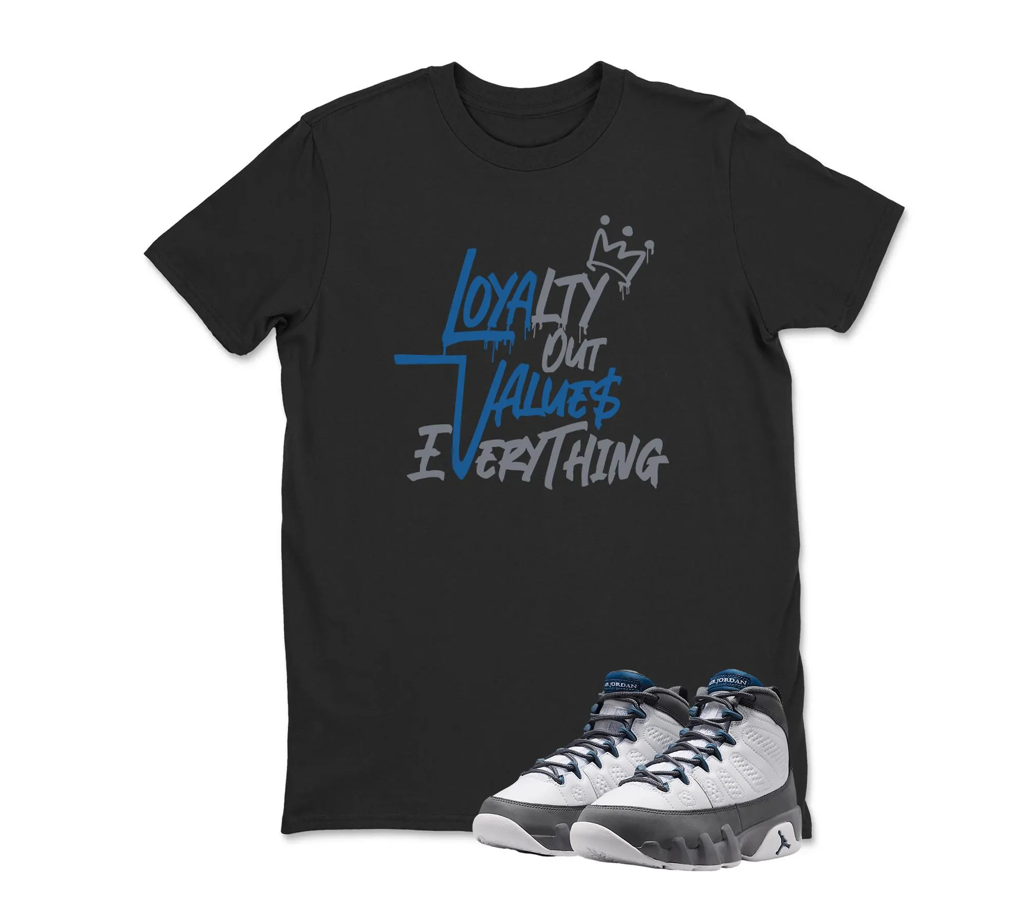 LOYALTY Graphic Sneaker T Shirt Matching Air Jordan 9 FLINT GREY Sneaker 