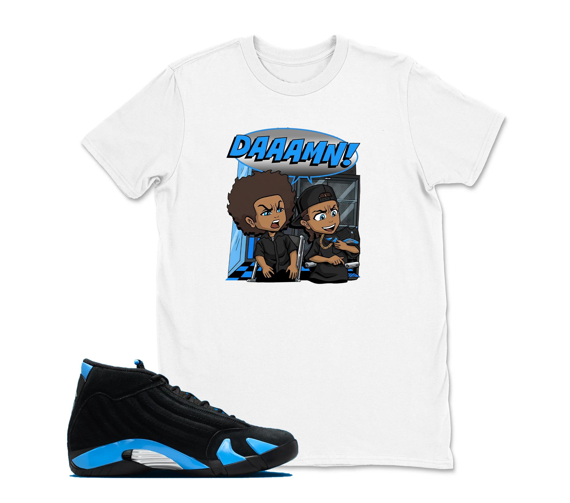 DAAAMN Sneaker Tees - Jordan 14 University Blue Matching Sneaker Tee Shirt Black