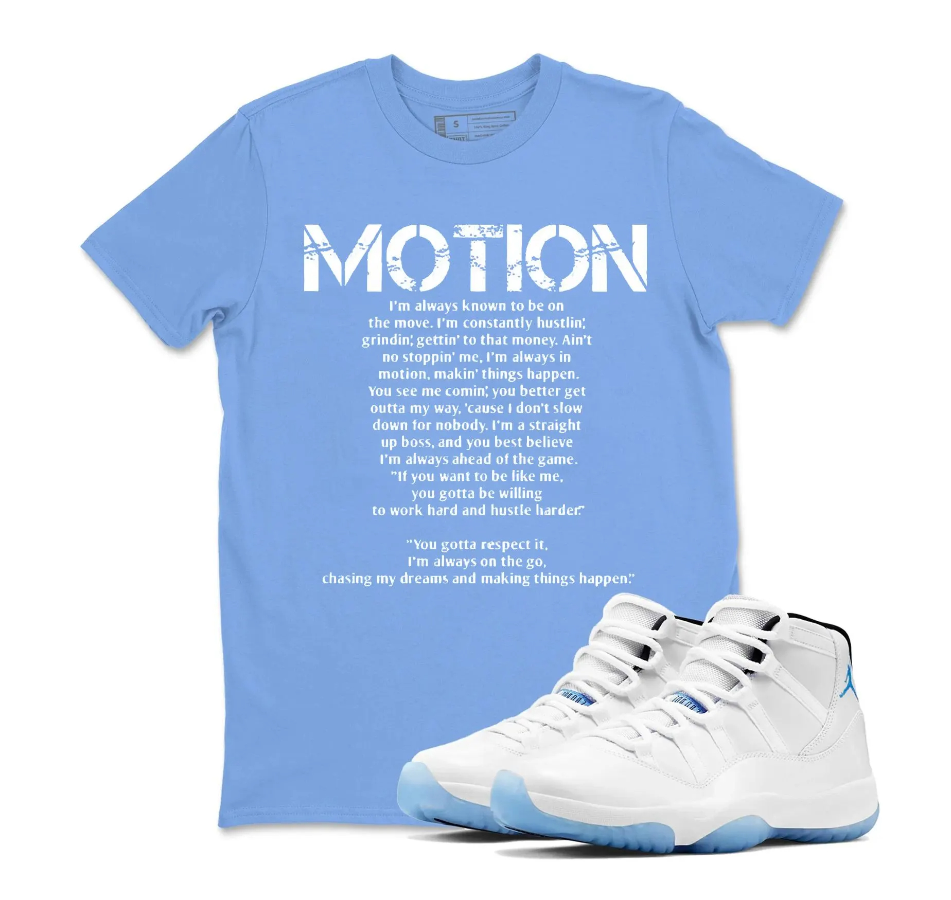 Motion Sneaker T Shirt Matching Air Jordan 11 Retro Legend Blue，Match T-Shirts, Best Gift, Sneaker Graphic Tee