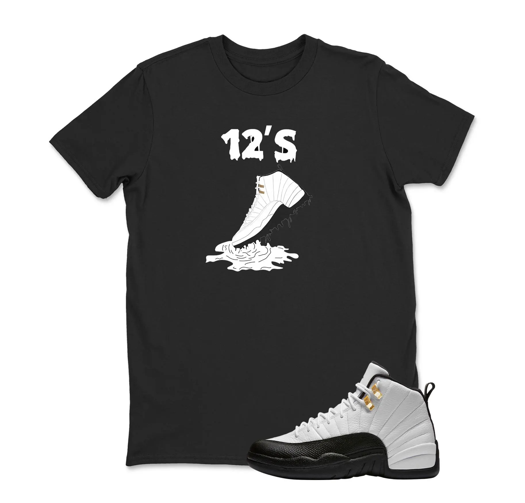 Dripping Shoe 12'S  Sneaker T Shirt Matching Jordan 12 Retro Taxi Sneaker