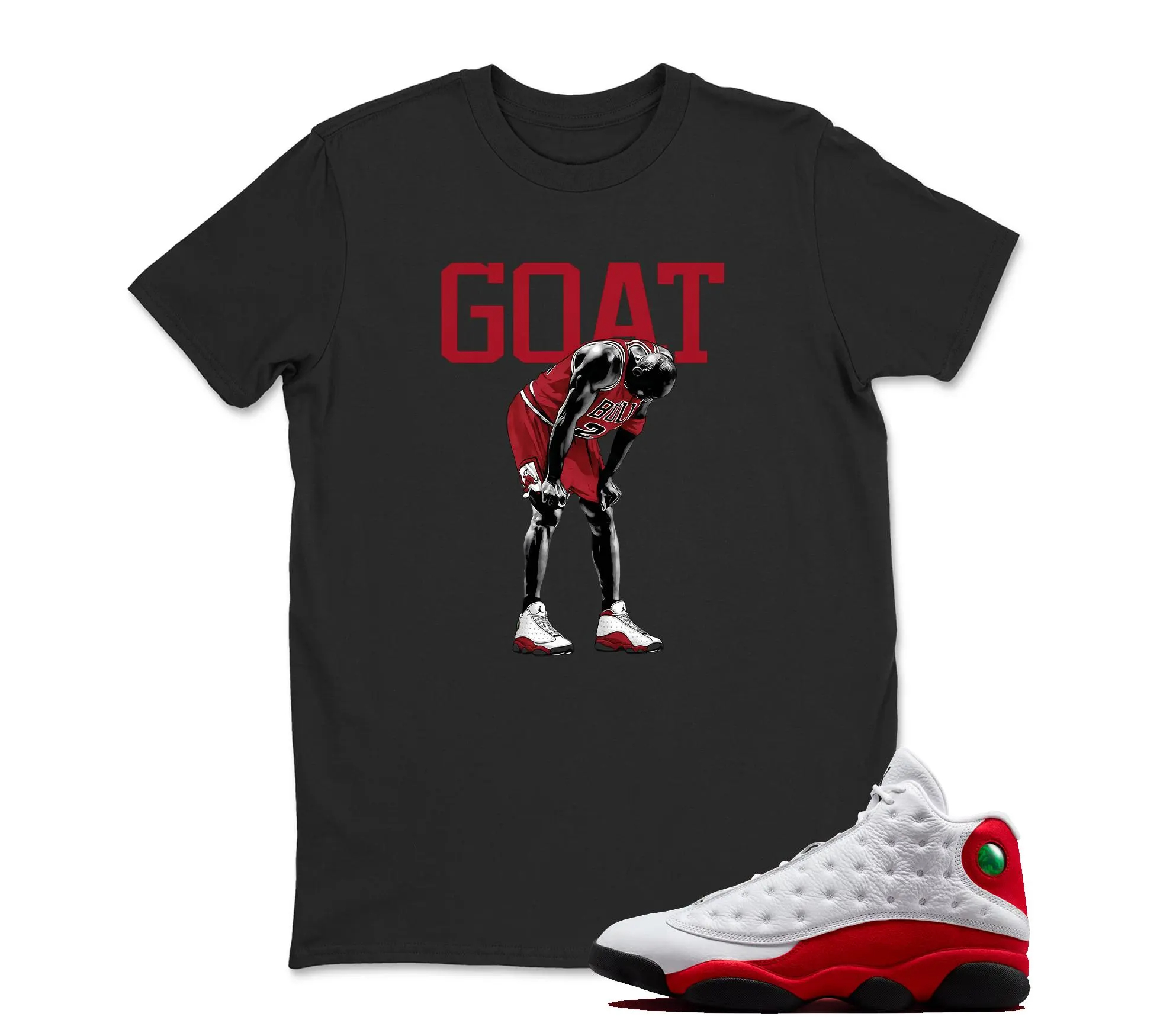 GOAT Sneaker T Shirt Matching Jordan 13 OG Chicago Red/White
