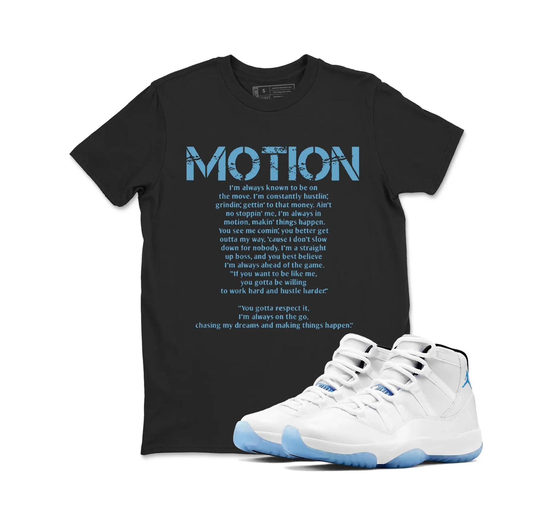 Motion Sneaker T Shirt Matching Air Jordan 11 Retro Legend Blue，Match T-Shirts, Best Gift, Sneaker Graphic Tee