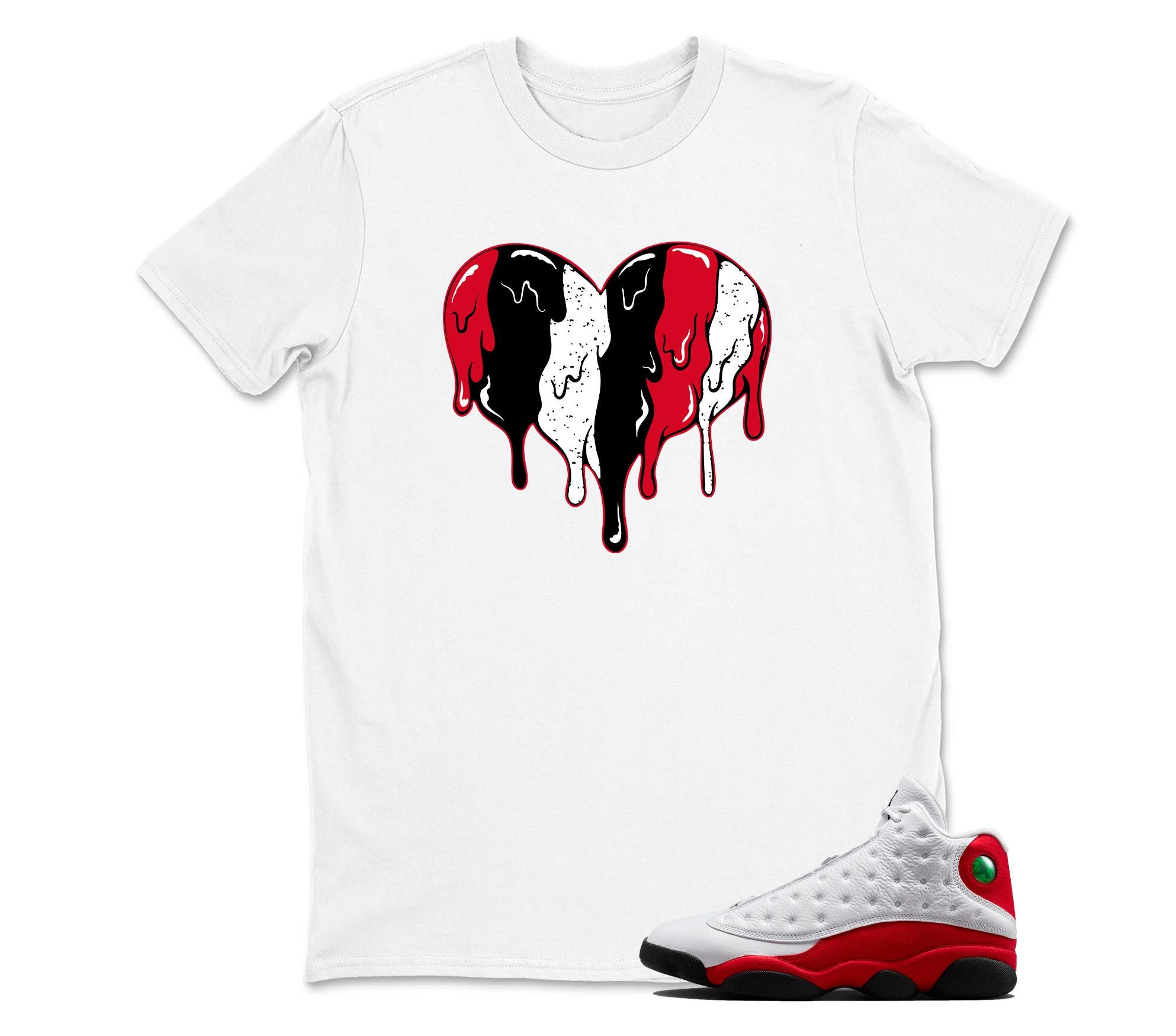 Heart Sneaker T Shirt Matching Jordan 13 OG Chicago Red/White
