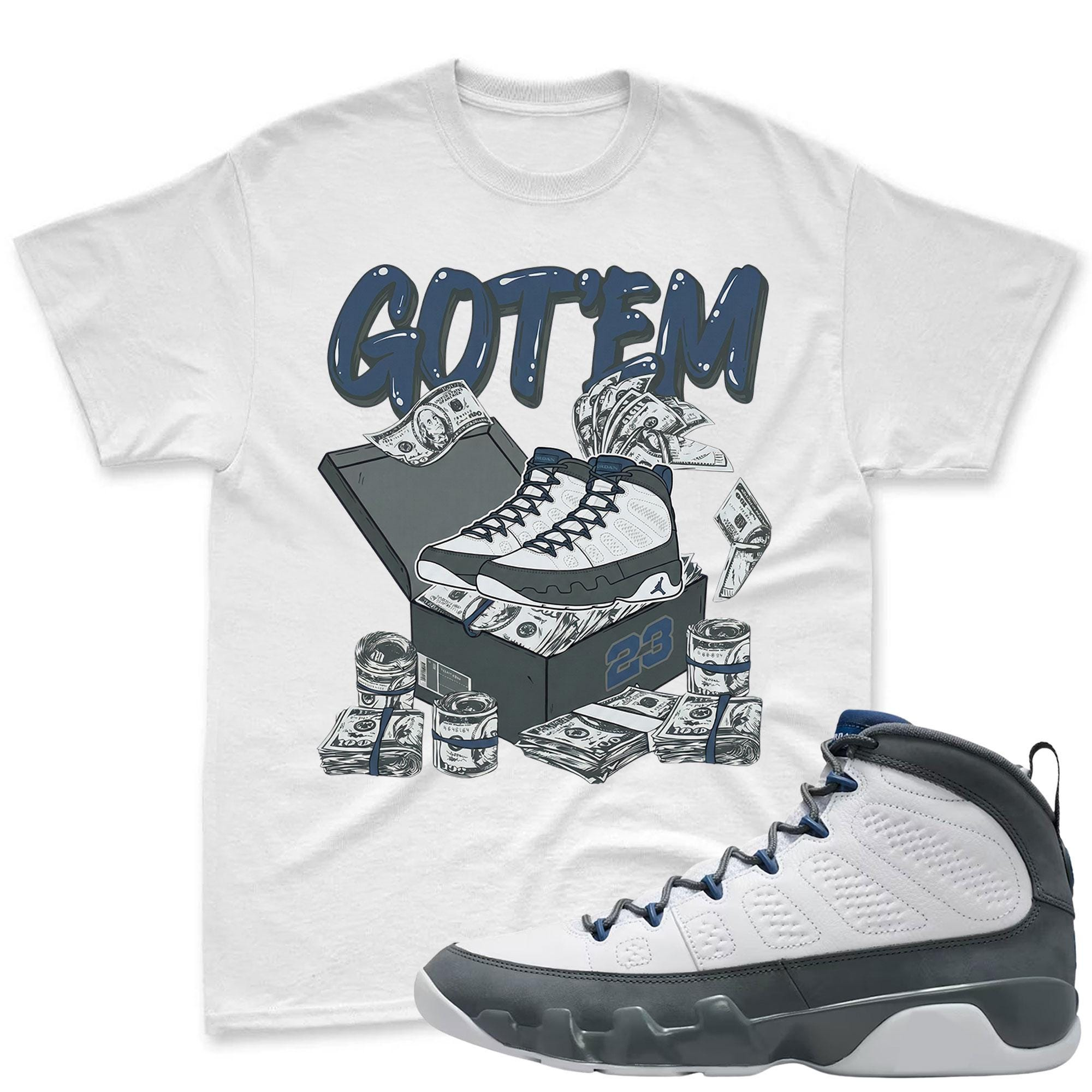 GOT'EM! Jordan 9 Flint Grey Sneaker Mactching Shirt