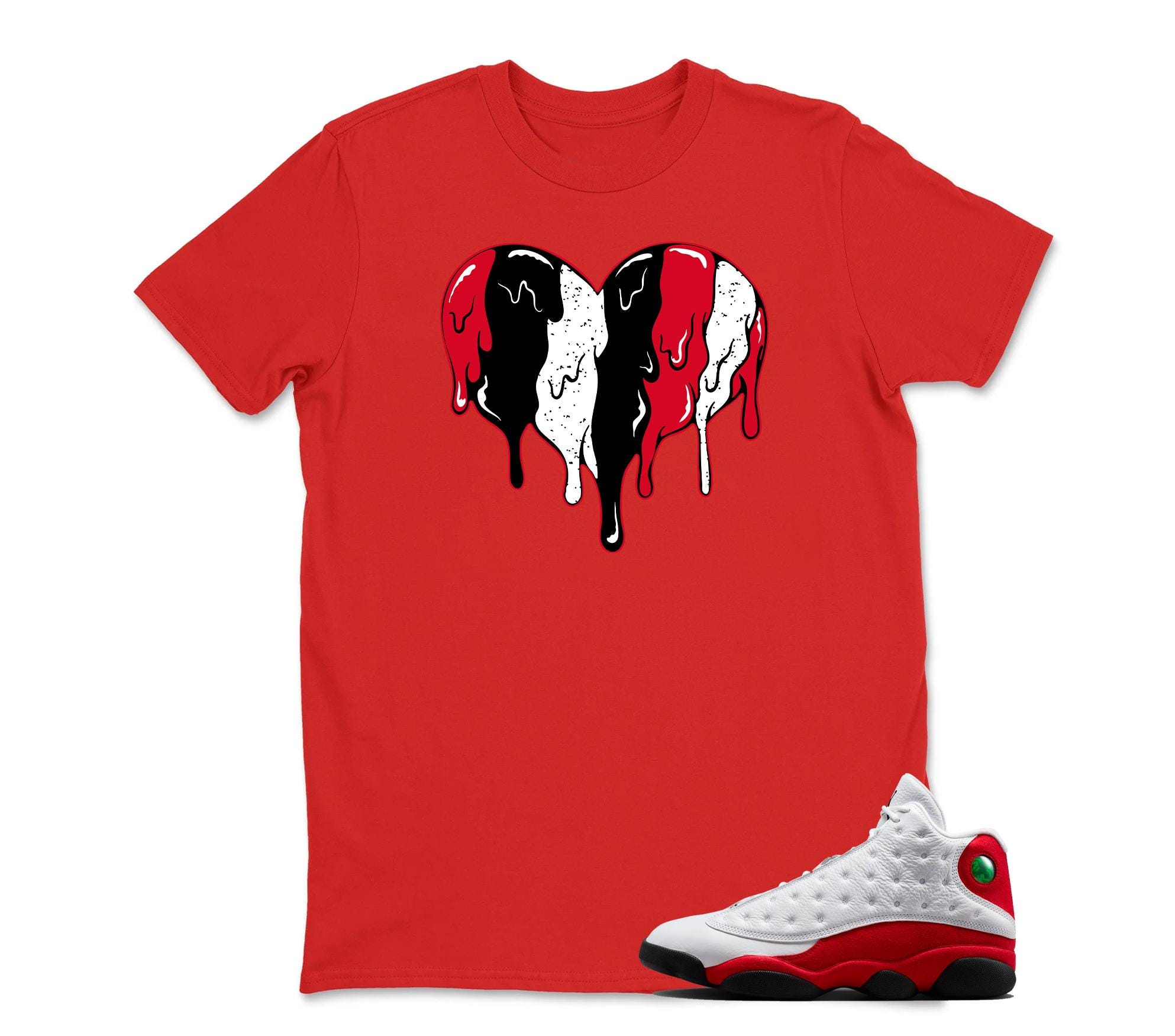 Heart Sneaker T Shirt Matching Jordan 13 OG Chicago Red/White