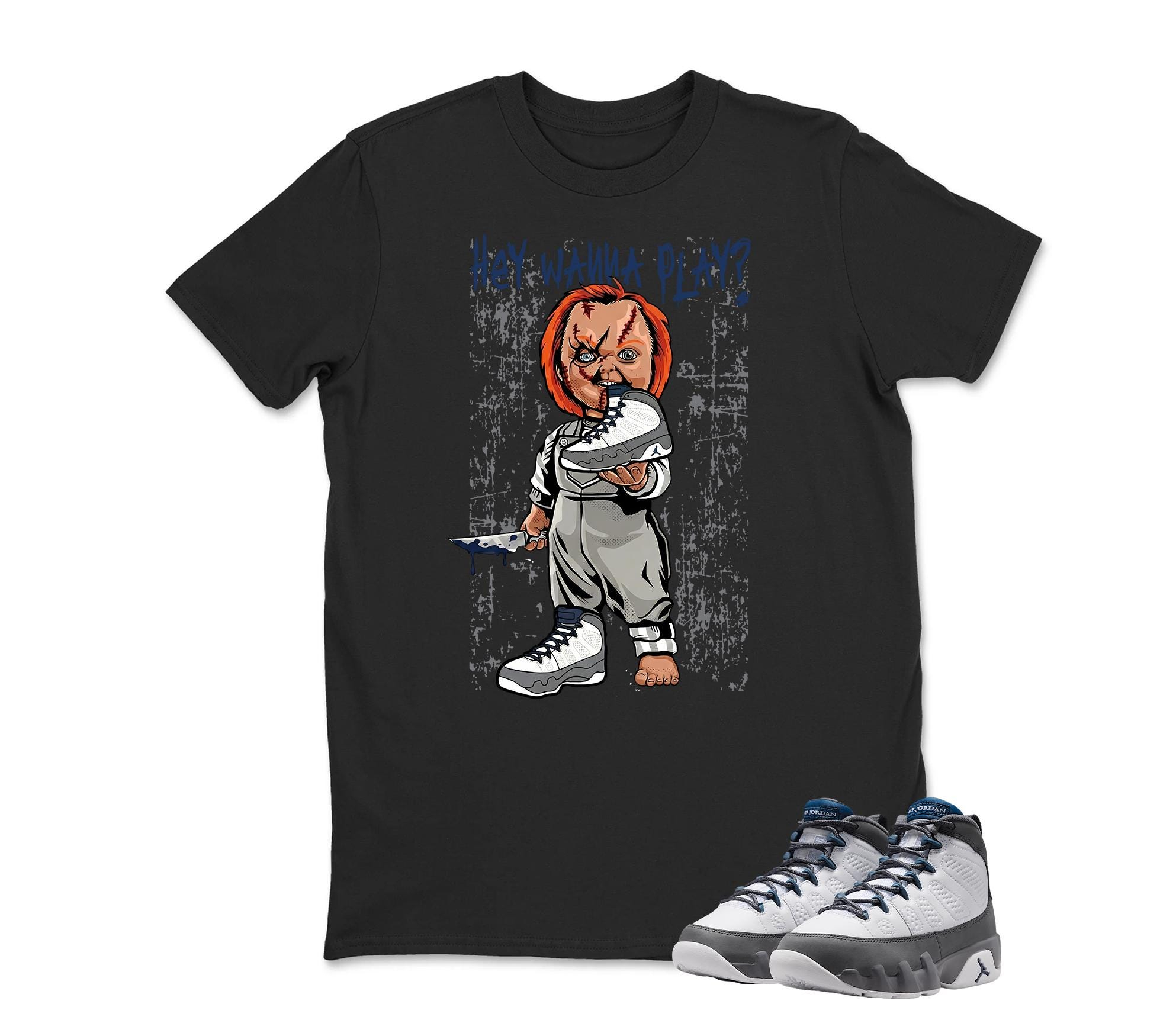 HEY WANNA PLAY Sneaker Shirt To Match Jordan 9 Flint Grey