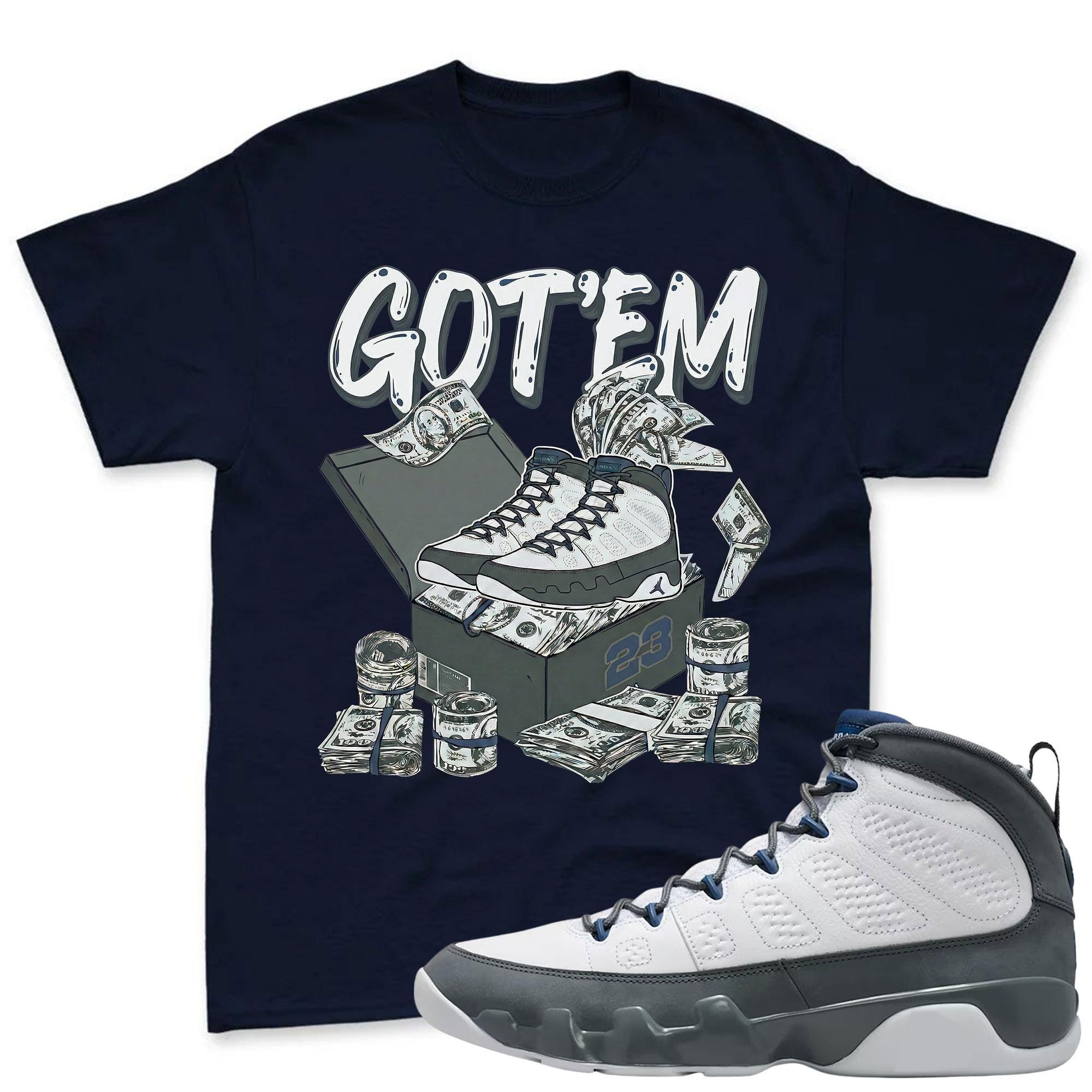 GOT'EM! Jordan 9 Flint Grey Sneaker Mactching Shirt