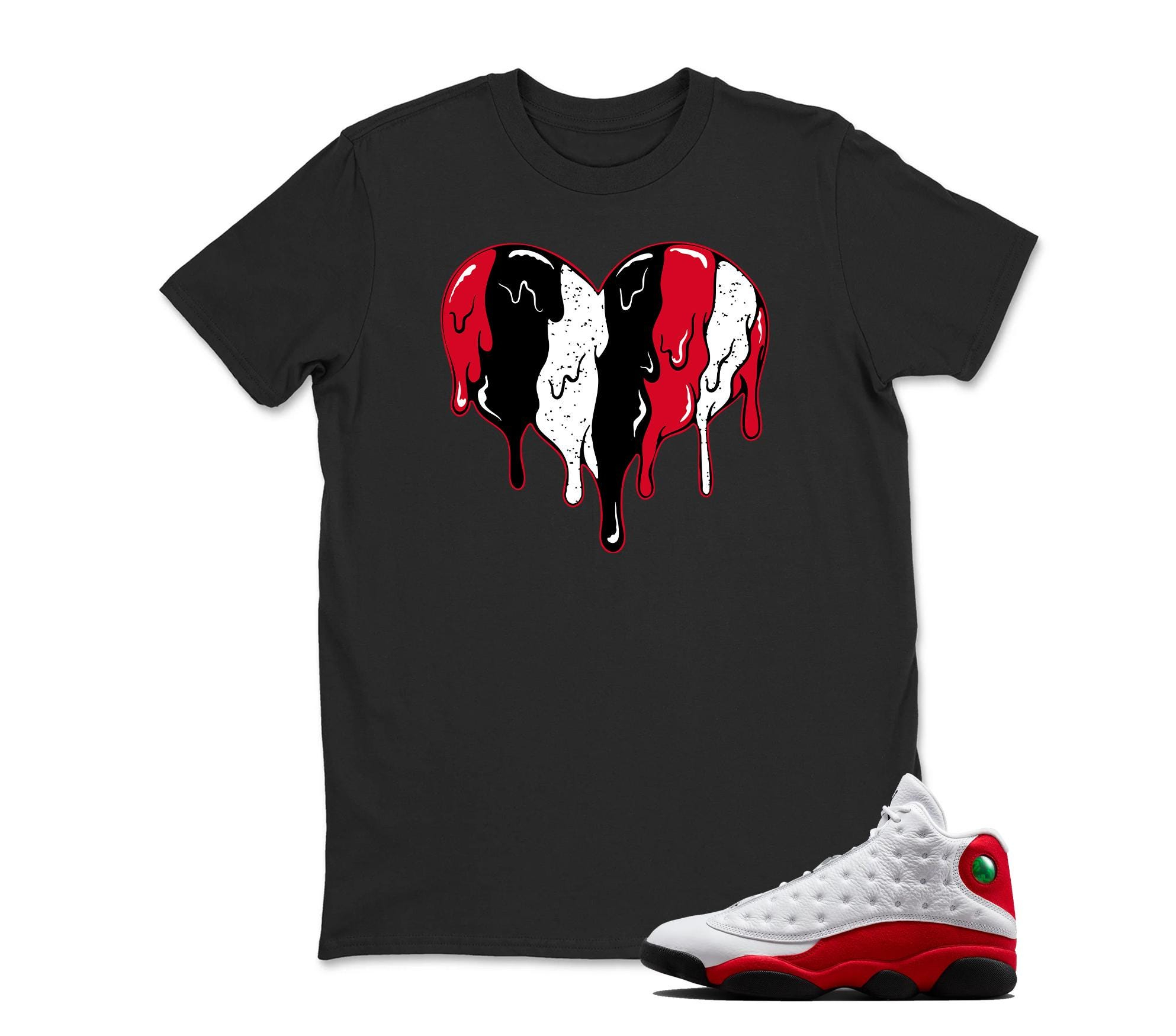 Heart Sneaker T Shirt Matching Jordan 13 OG Chicago Red/White