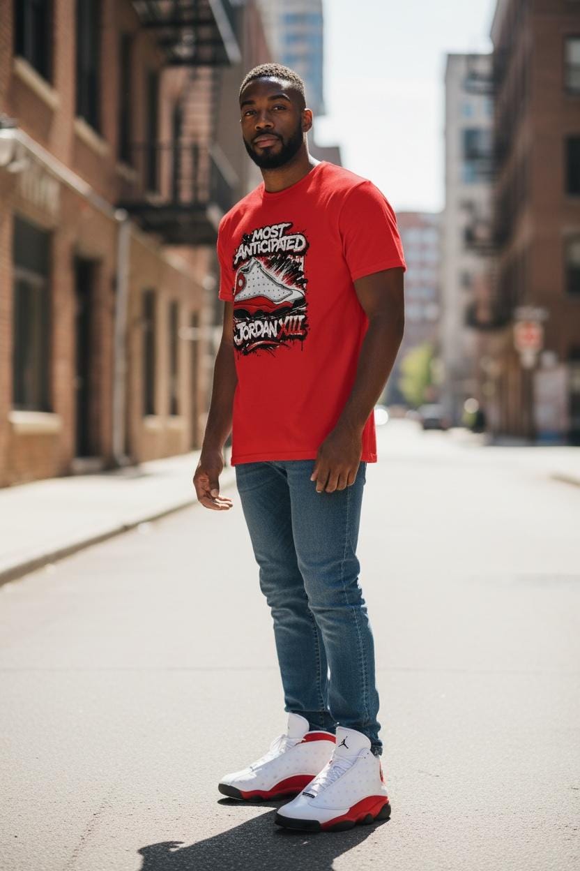 MOST ANTICIPATED Sneaker T Shirt Matching Jordan 13 OG Chicago Red/White