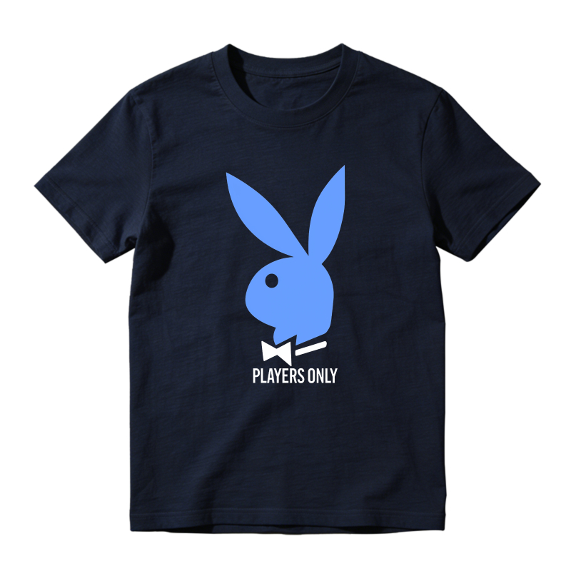 Blue Bunny With Bow Tie Players Only Shirt To Match Jordan 14 Black And University Blue - Sneaker Match Shirt