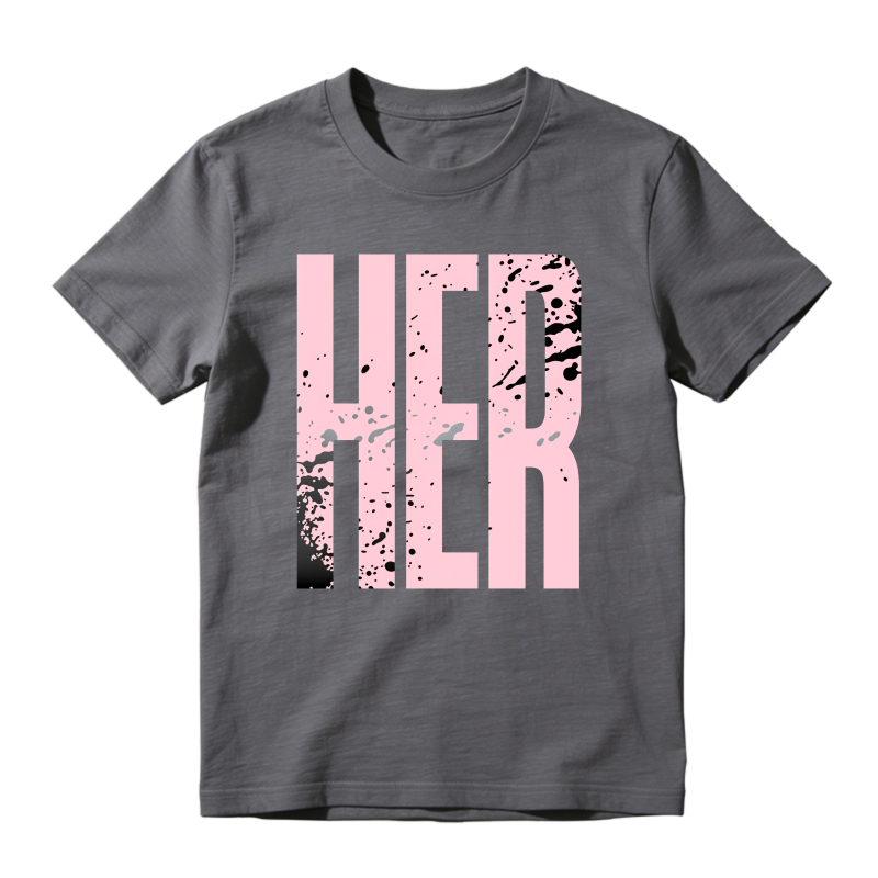 Her Pink Splatter Design Sneaker T Shirt Matching  Air Jordan 5 Retro OG AJ5 Medium Soft Pink