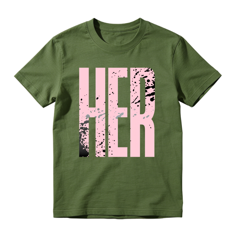 Her Pink Splatter Design Sneaker T Shirt Matching  Air Jordan 5 Retro OG AJ5 Medium Soft Pink
