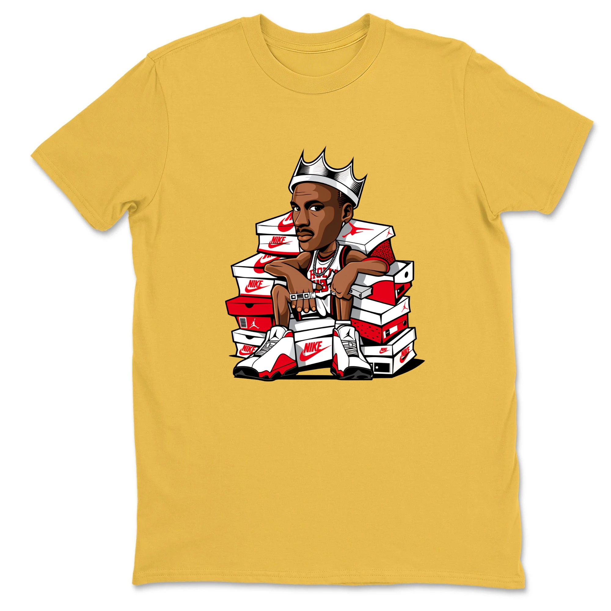 King On Shoe Boxes Sneaker T Shirt Matching Jordan 13 OG Chicago Red/White