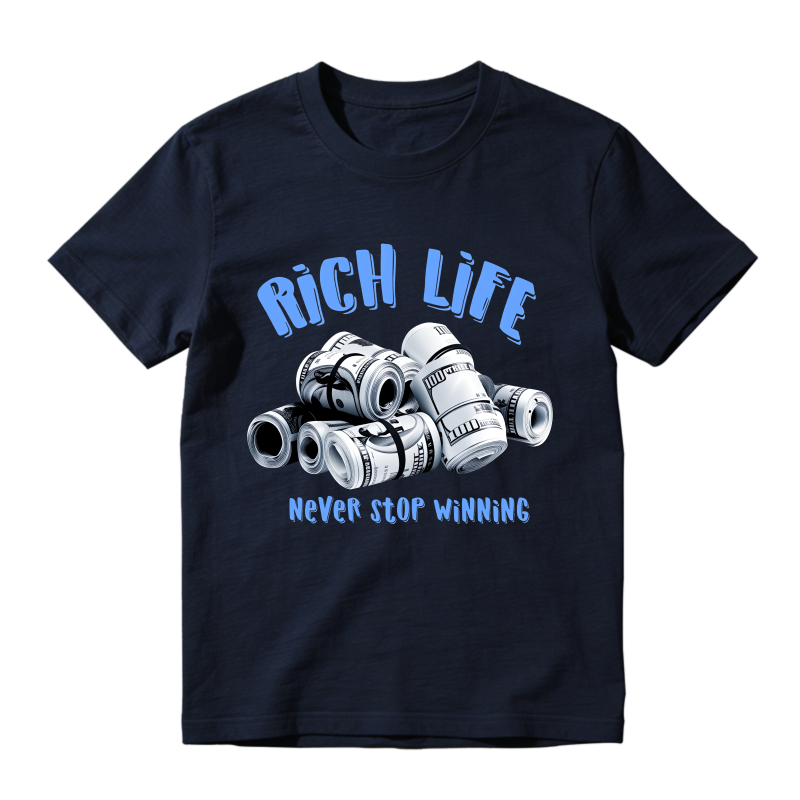 Rich Life Money Rolls Never Stop Winning Sneaker T Shirt Matching Jordan 14 University Blue