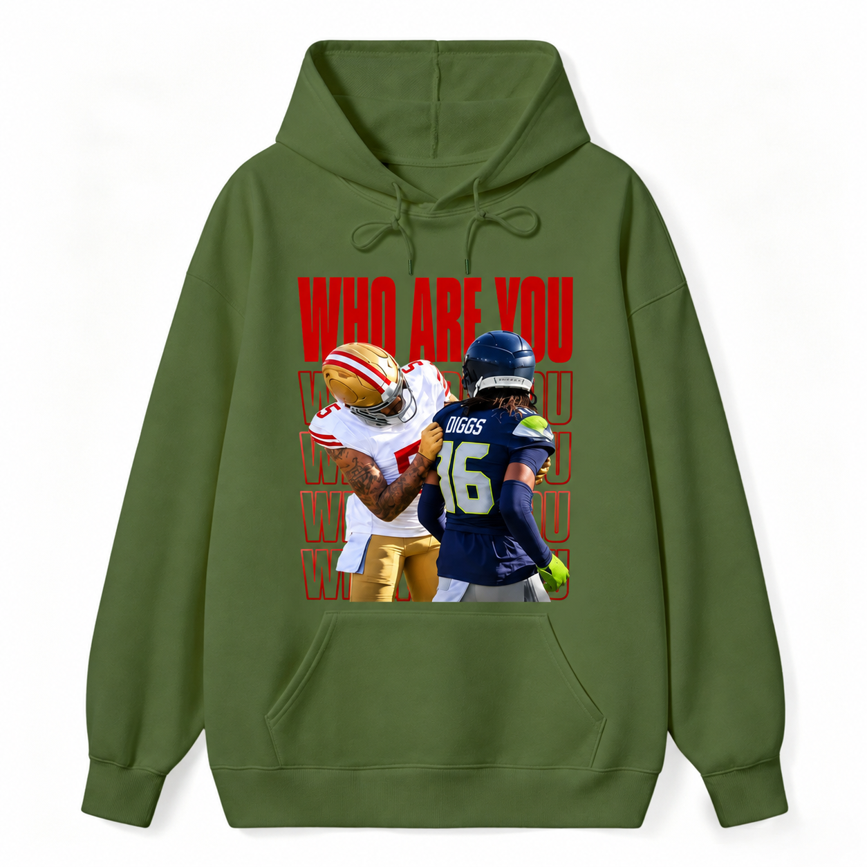 Who Are You Graphic Hoodie， Football Rivalry Print Tee, Funny Game Day Hoodie