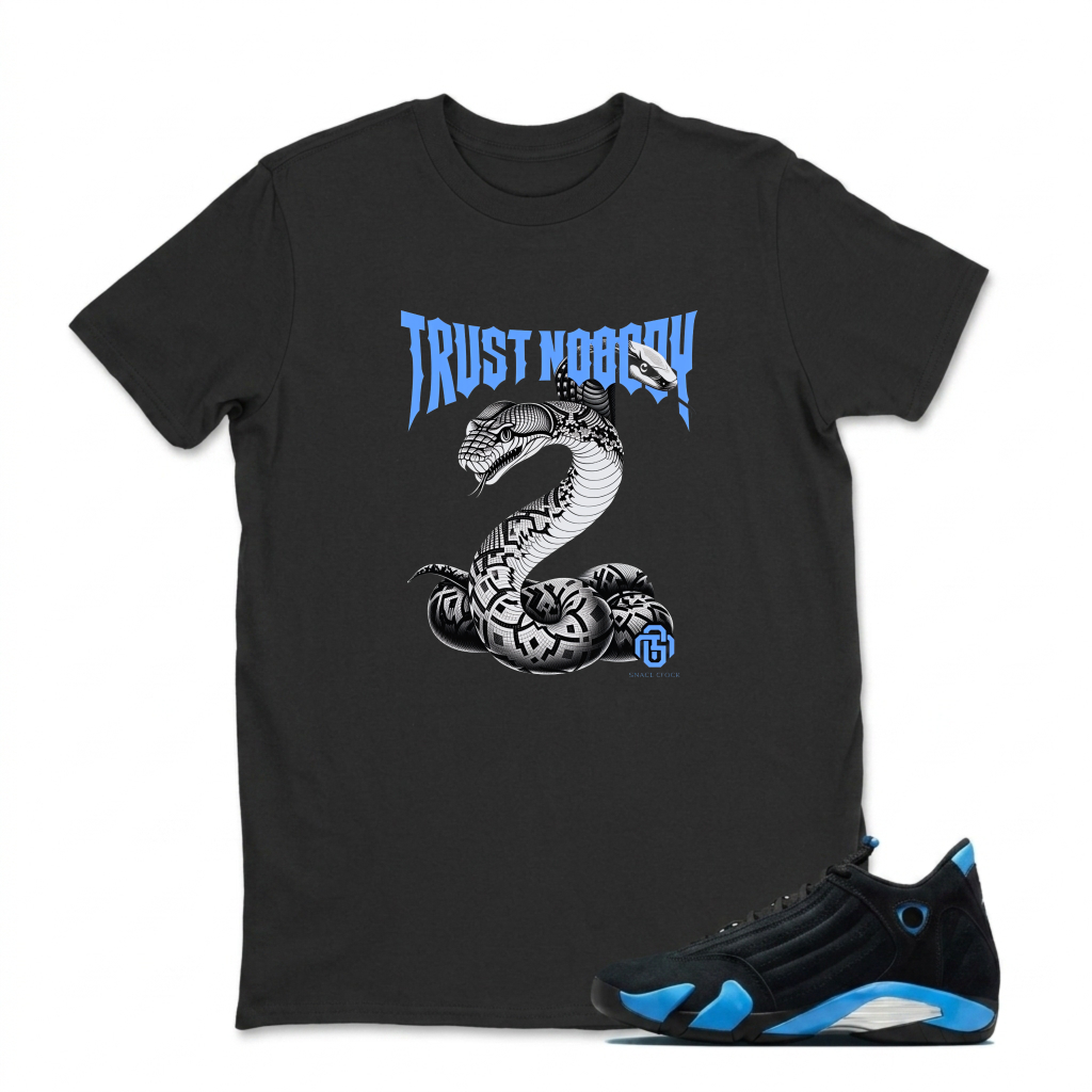 Trust Noody Snake Logo Design Sneaker T Shirt Matching Jordan 14 University Blue