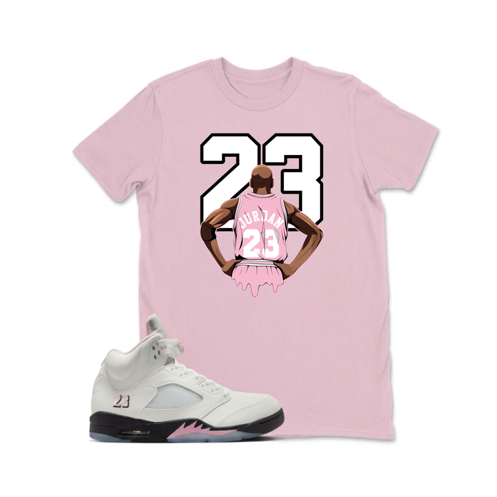 Jordan Number Twenty Three Sneaker T Shirt Matching  Air Jordan 5 Retro OG AJ5 Medium Soft Pink