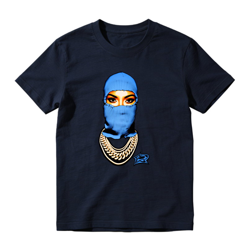 Blue Balaclava Face Chain Logo Sneaker T Shirt Matching Jordan 14 University Blue