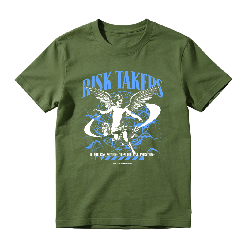 Risk Takers Angel Design Blue Flames Sneaker T Shirt Matching Jordan 14 University Blue