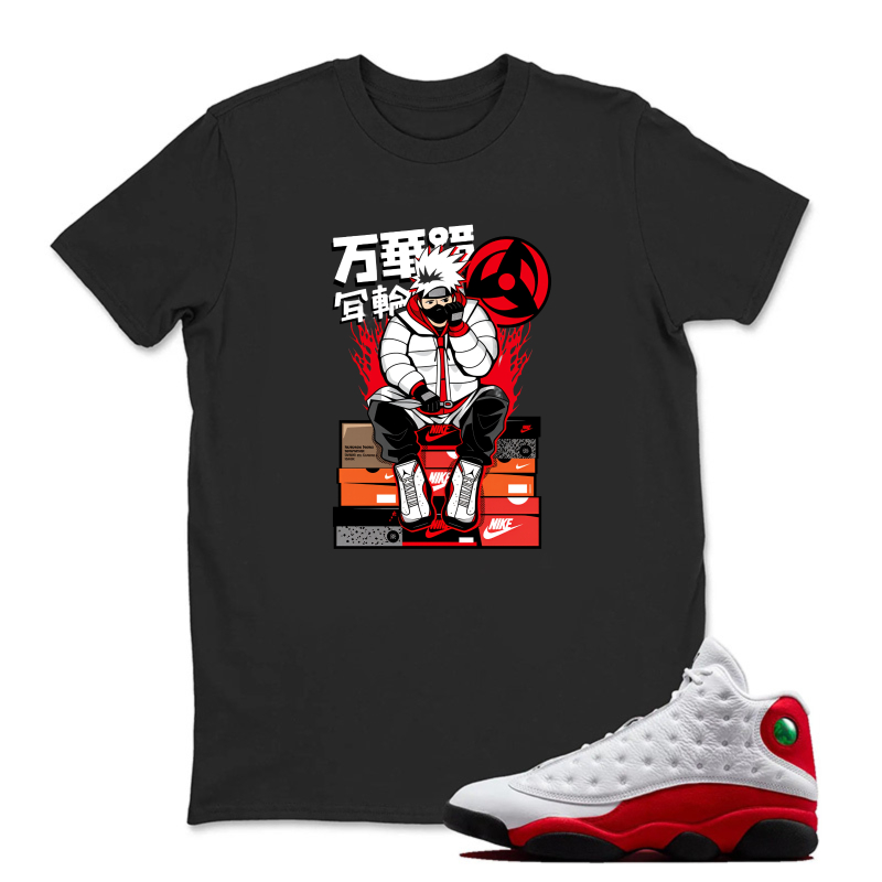 Manga Character Sitting On Boxes Sneaker T Shirt Matching Jordan 13 OG Chicago Red/White