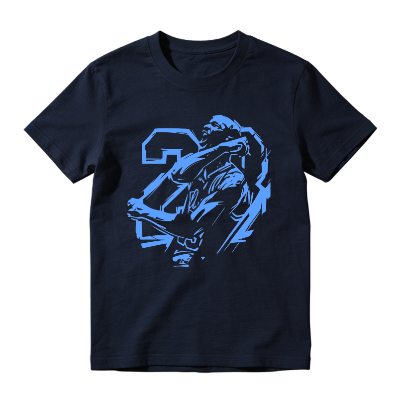 Blue Number Two Player Silhouette Sneaker T Shirt Matching Jordan 14 University Blue