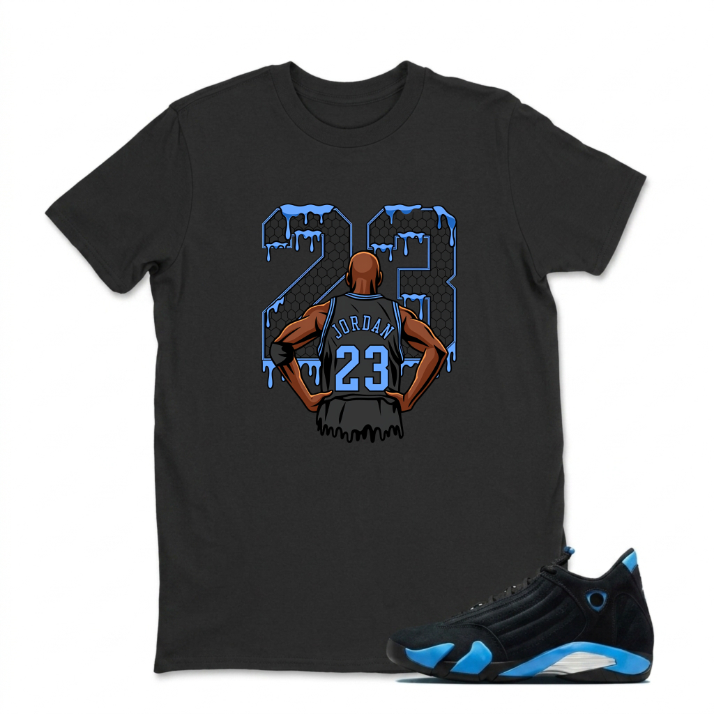 Jordan Number Twenty Three Drip Design Sneaker T Shirt Matching Jordan 14 University Blue