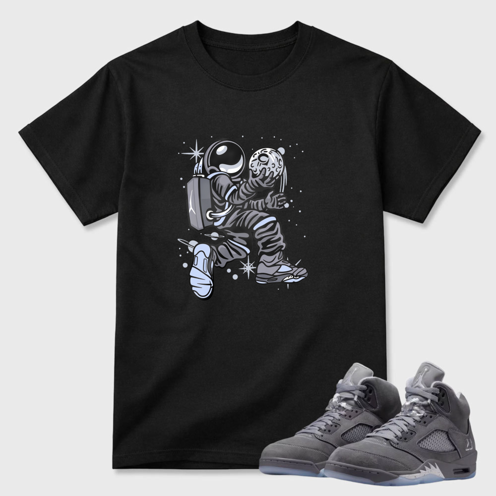 Astronaut Dancing With Sneakers Sneaker T Shirt Matching Air Jordan 5 Wolf Grey