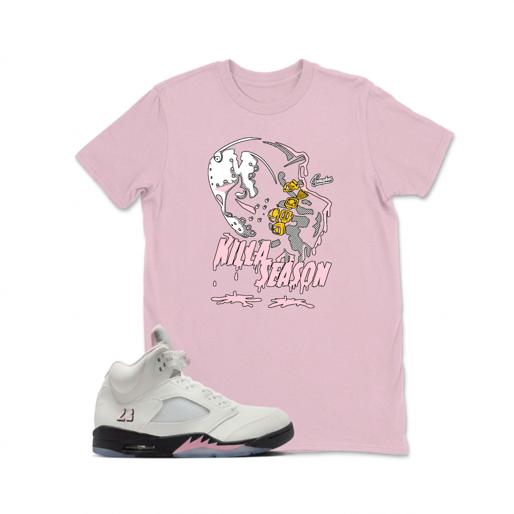 Killa Season Drip Design Sneaker T Shirt Matching  Air Jordan 5 Retro OG AJ5 Medium Soft Pink