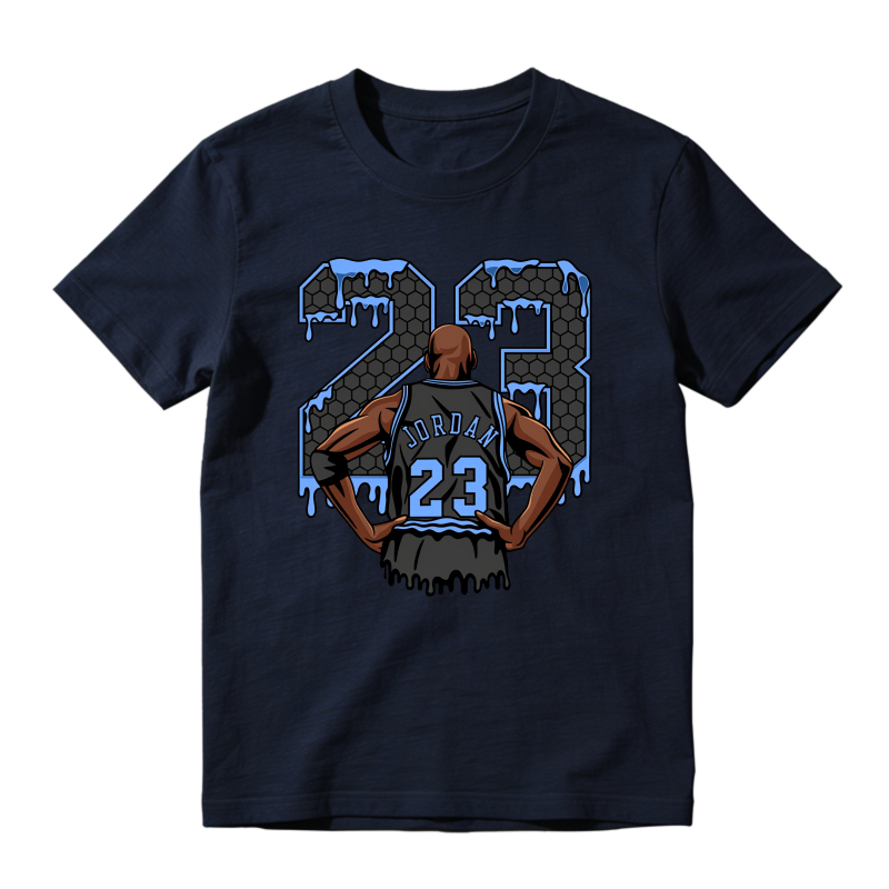 Number 23 Jordan Player Back View Shirt To Match Jordan 14 Black And University Blue Sneaker Match Shirt
