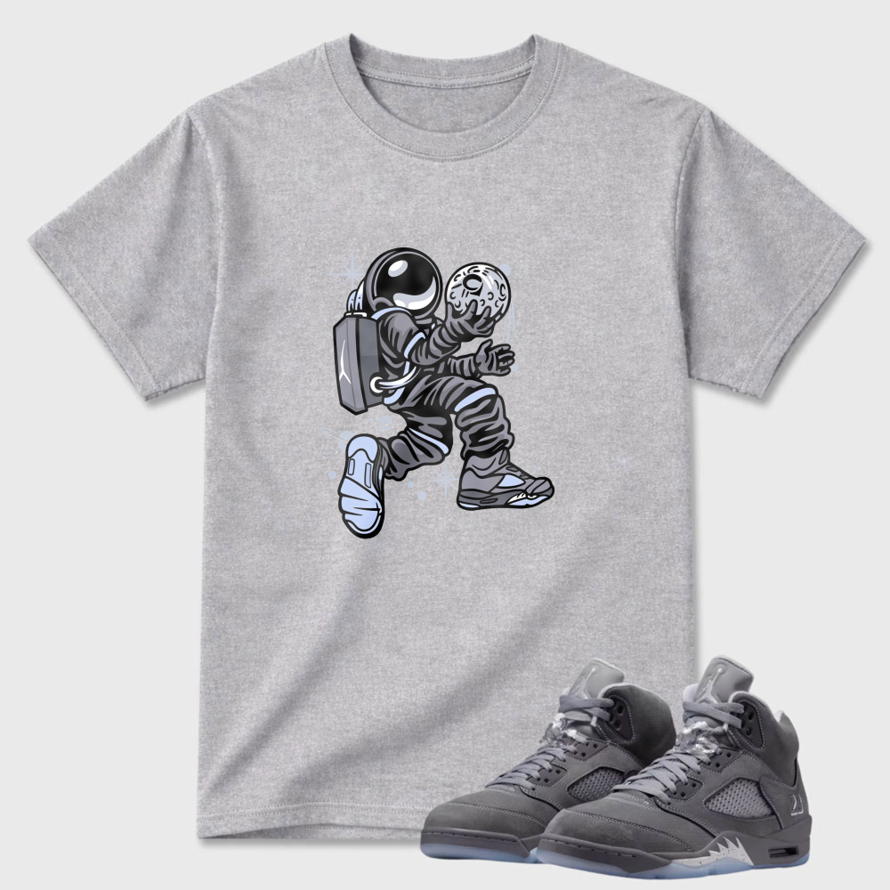 Astronaut Dancing With Sneakers Sneaker T Shirt Matching Air Jordan 5 Wolf Grey