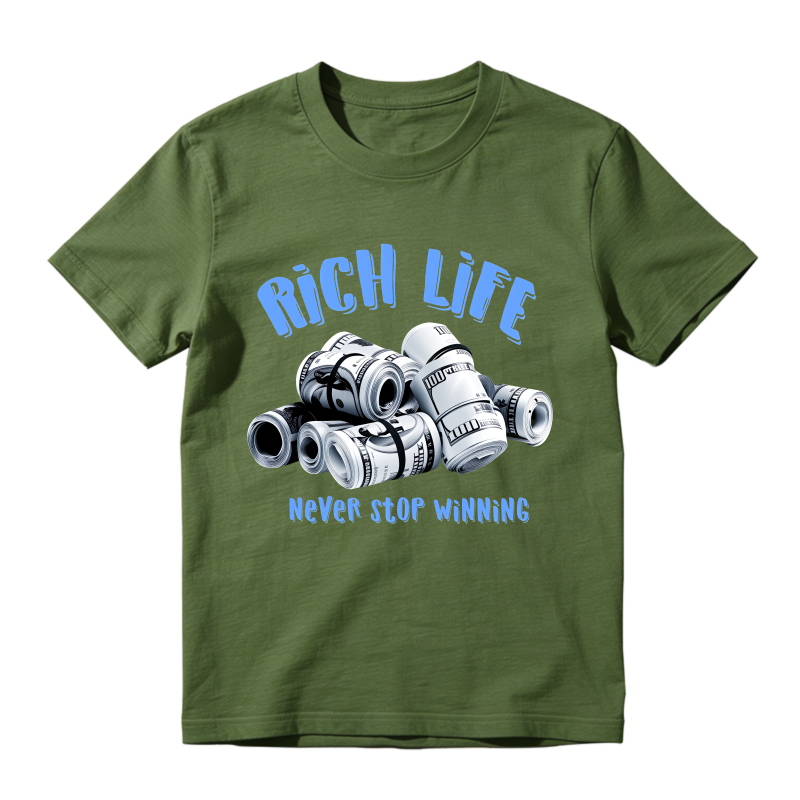 Rich Life Money Rolls Never Stop Winning Sneaker T Shirt Matching Jordan 14 University Blue