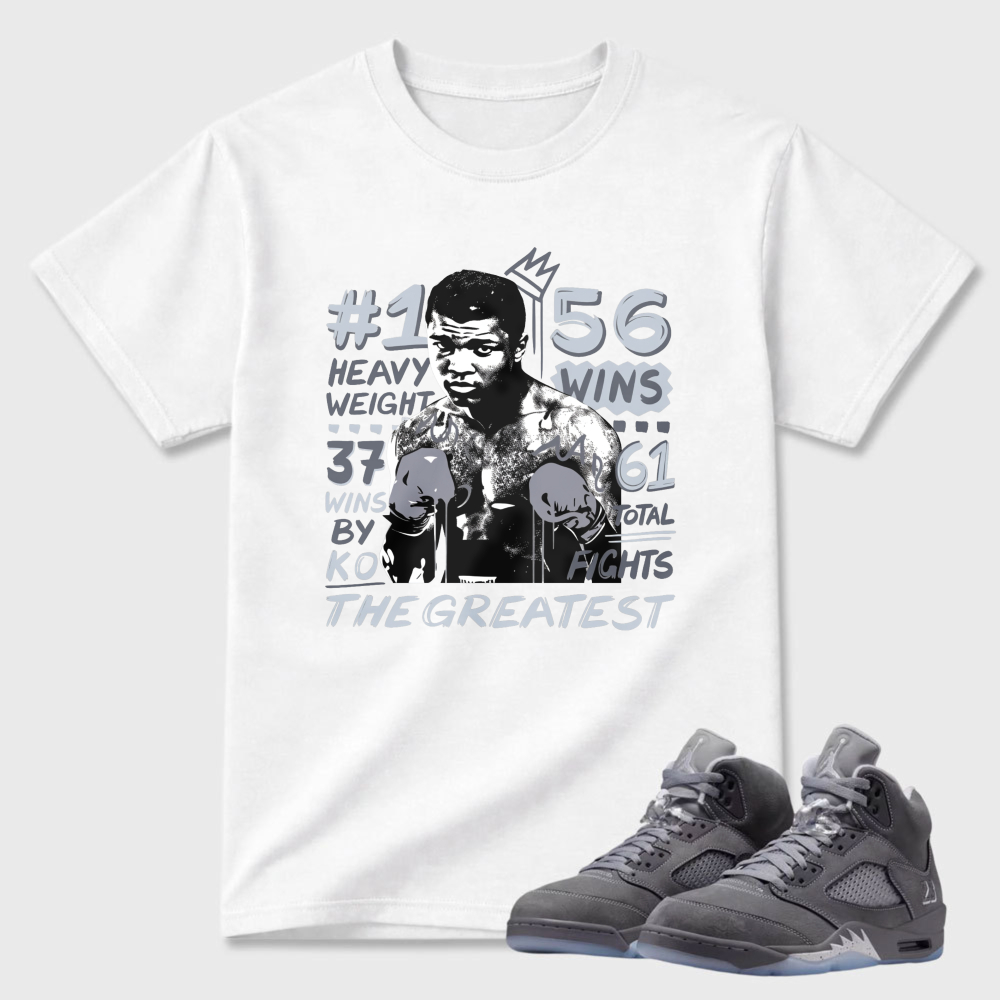 Muhammad Ali Boxing Legend Iconic Design Sneaker T Shirt Matching Air Jordan 5 Wolf Grey