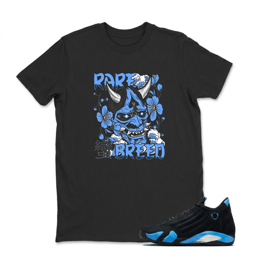 Blue Demon With Flowers And Text Sneaker T Shirt Matching Jordan 14 University Blue