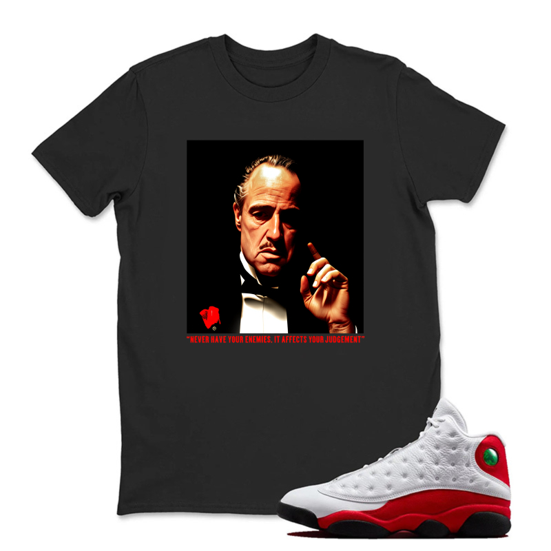 Vito Corleone Portrait With Rose Sneaker T Shirt Matching Jordan 13 OG Chicago Red/White