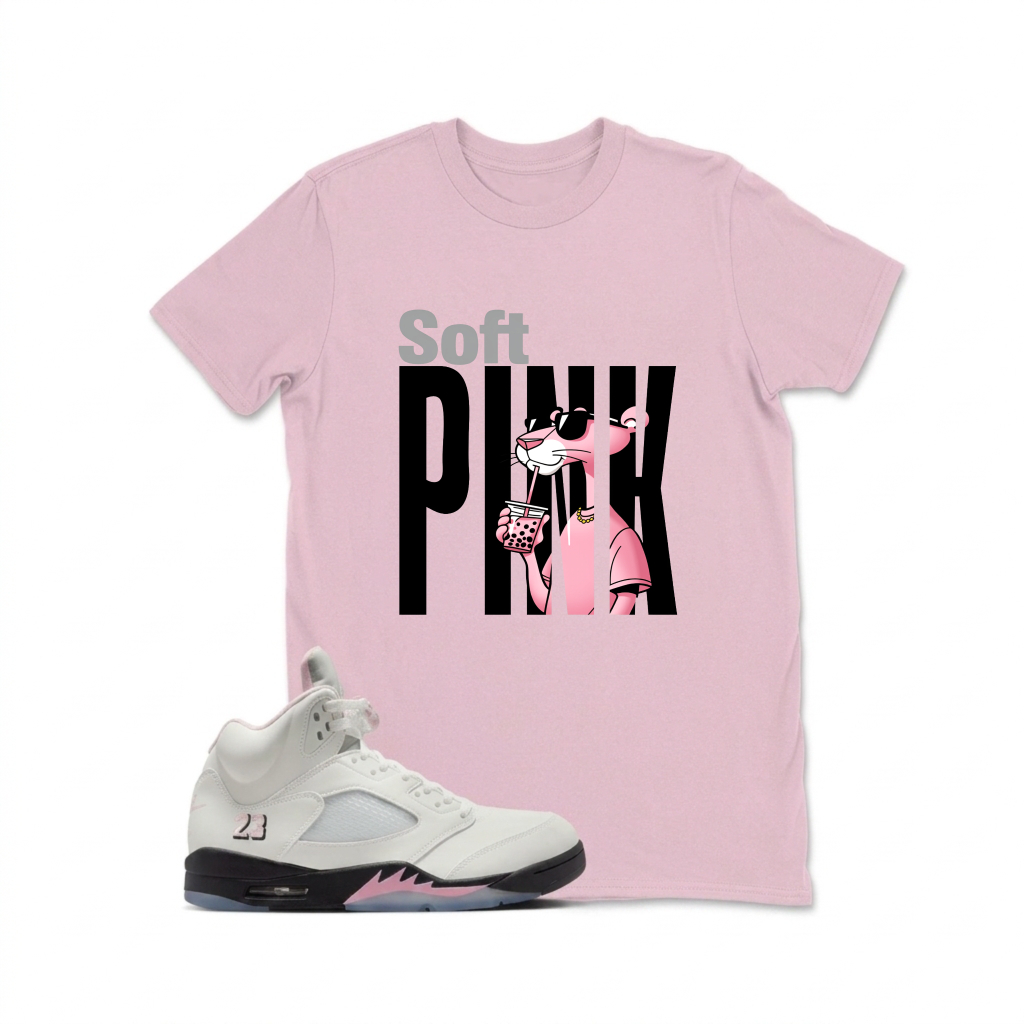 Soft Pink Panther Print Sneaker T Shirt Matching  Air Jordan 5 Retro OG AJ5 Medium Soft Pink