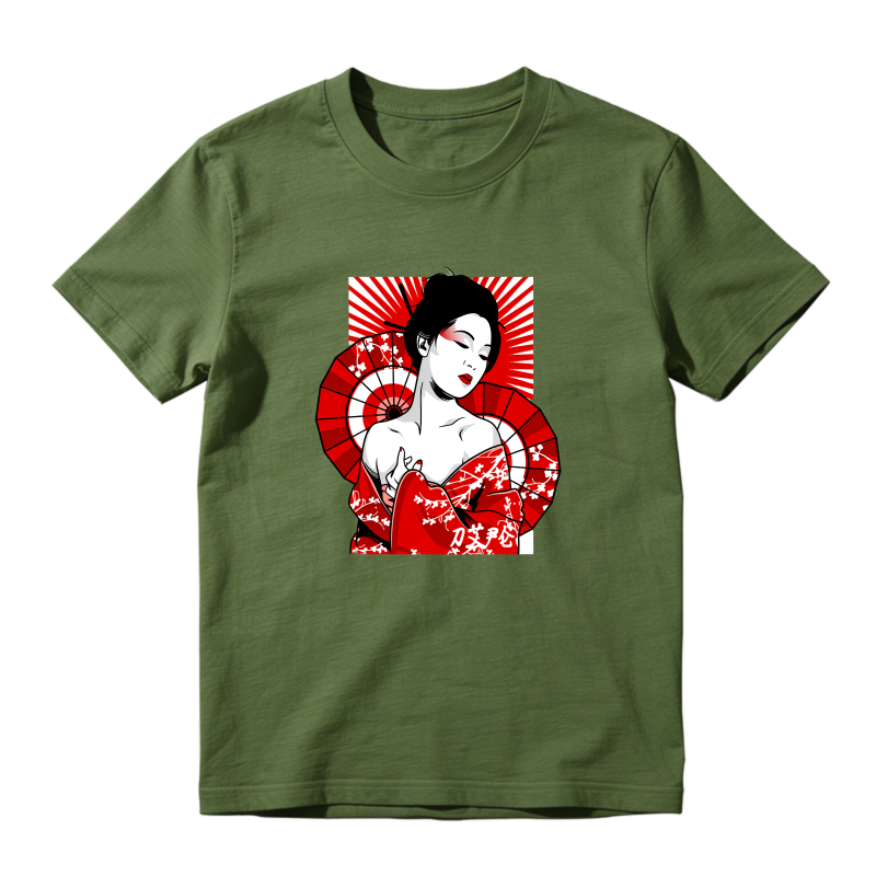 Geisha Fan Red Background Art Sneaker T Shirt Matching Jordan 13 OG Chicago Red/White