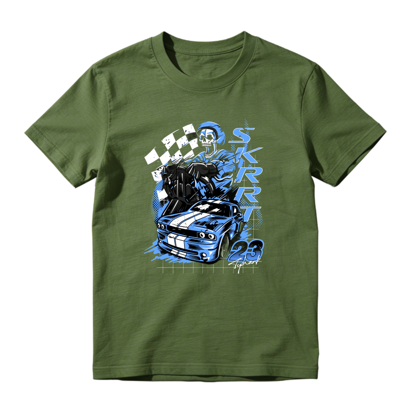 Skull Racing Car Checkered Flag Sneaker T Shirt Matching Jordan 14 University Blue
