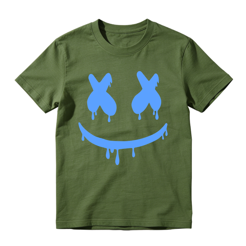 Blue Dripping Smile Face Pattern Sneaker T Shirt Matching Jordan 14 University Blue