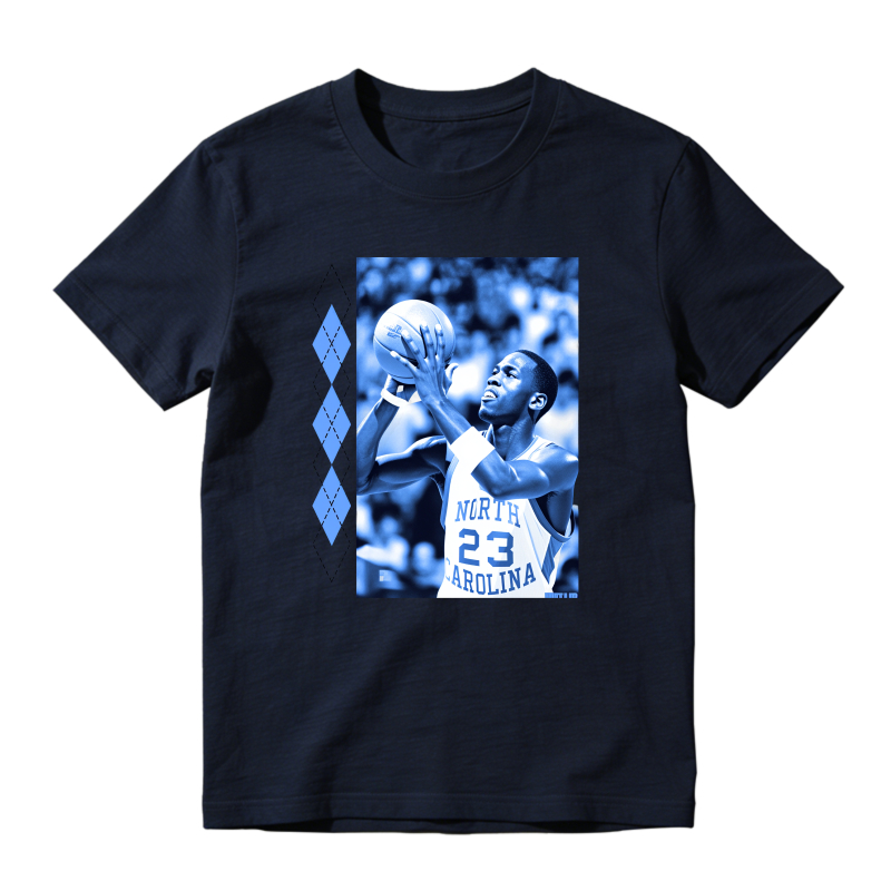 Basketball Player In Action Pose Sneaker T Shirt Matching Jordan 14 University Blue
