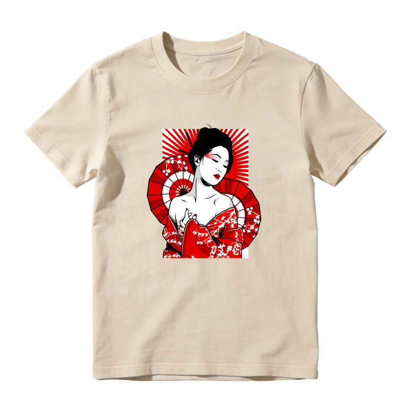 Geisha Fan Red Background Art Sneaker T Shirt Matching Jordan 13 OG Chicago Red/White