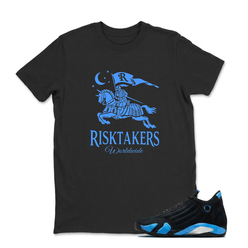Knight On Horse With Flag Sneaker T Shirt Matching Jordan 14 University Blue