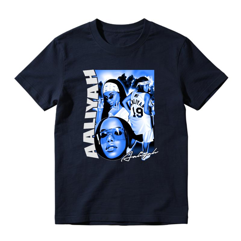 Aaliyah Portrait With Blue Tones Sneaker T Shirt Matching Jordan 14 University Blue