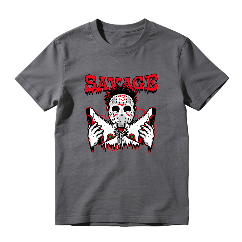 Savage Masked Figure Holding Knives Sneaker T Shirt Matching Jordan 13 OG Chicago Red/White