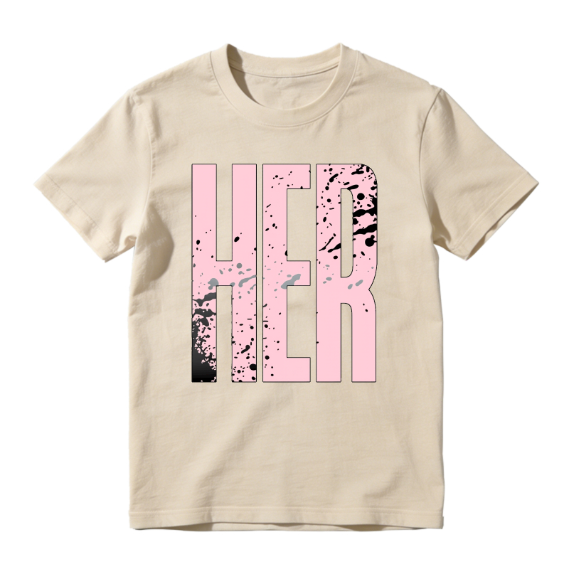 Her Pink Splatter Design Sneaker T Shirt Matching  Air Jordan 5 Retro OG AJ5 Medium Soft Pink
