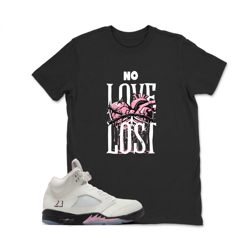 No Love Lost Heart Sneaker T Shirt Matching  Air Jordan 5 Retro OG AJ5 Medium Soft Pink