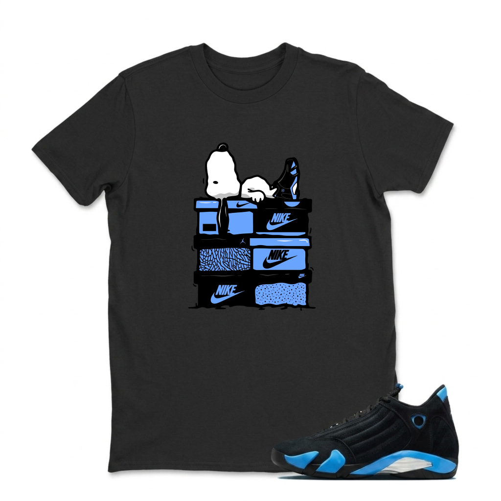 Snoopy Nike Shoes Stack Sneaker T Shirt Matching Jordan 14 University Blue