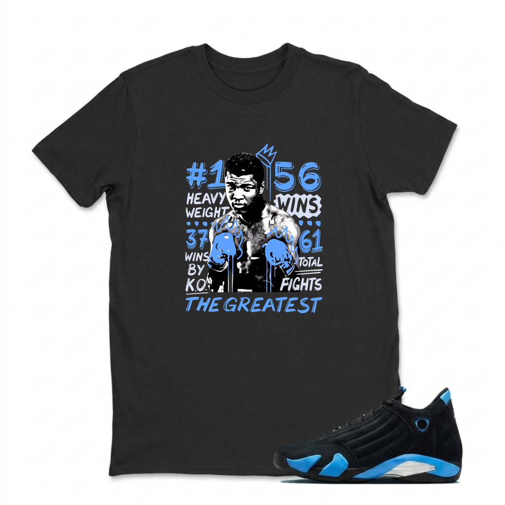 Muhammad Ali Boxing Stats The Greatest Sneaker T Shirt Matching Jordan 14 University Blue