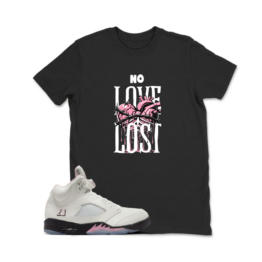 No Love Lost Heart Sneaker T Shirt Matching  Air Jordan 5 Retro OG AJ5 Medium Soft Pink