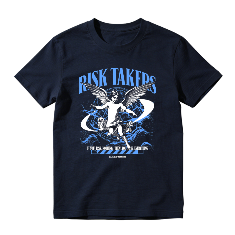 Risk Takers Angel Design Blue Flames Sneaker T Shirt Matching Jordan 14 University Blue